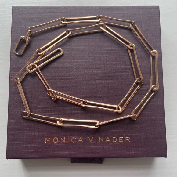 Monica Vinader Alta Long Link Necklace Adjustable 43cm/17' , Rose Gold Vermeil - Picture 6 of 9
